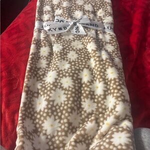 Brown and White Floral Blanket